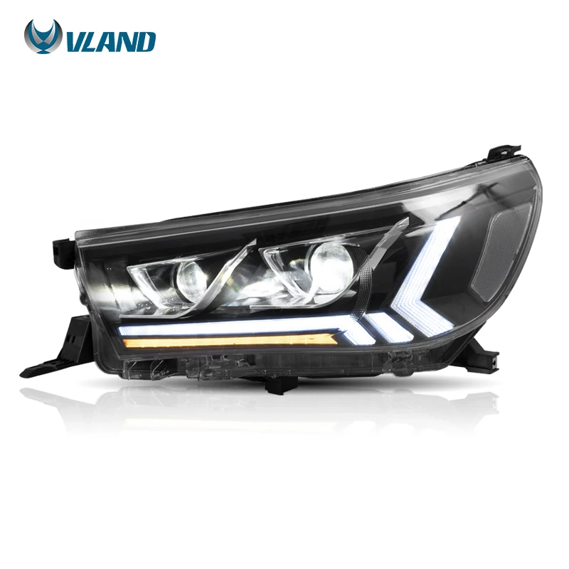  Автомобильная фара в сборе Vland для HILUX/REVO/ROCCO/VIGO 2015-2019 с полным светодиодным и поворотным сигналом + DRL Plug And