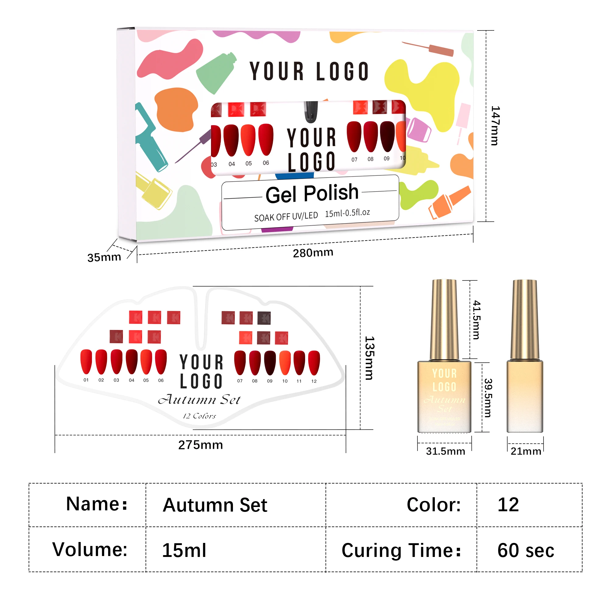New Arrival Red Wine Factory Manufacturer Gel Nail Polish Set With Free Color Display