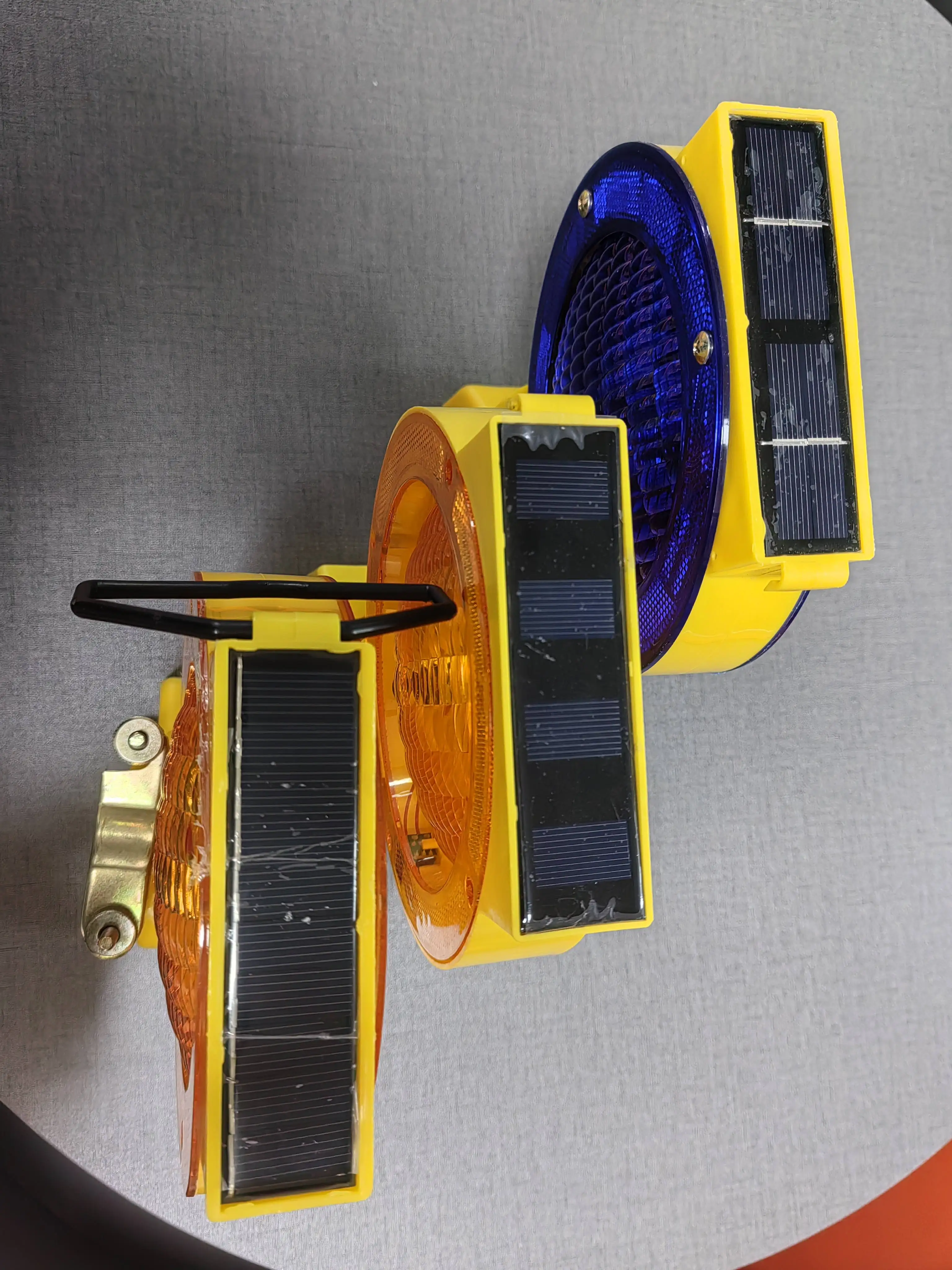 Solar supply blue red LED Strobe double sides flashing traffic safety warning light with strong high brightness