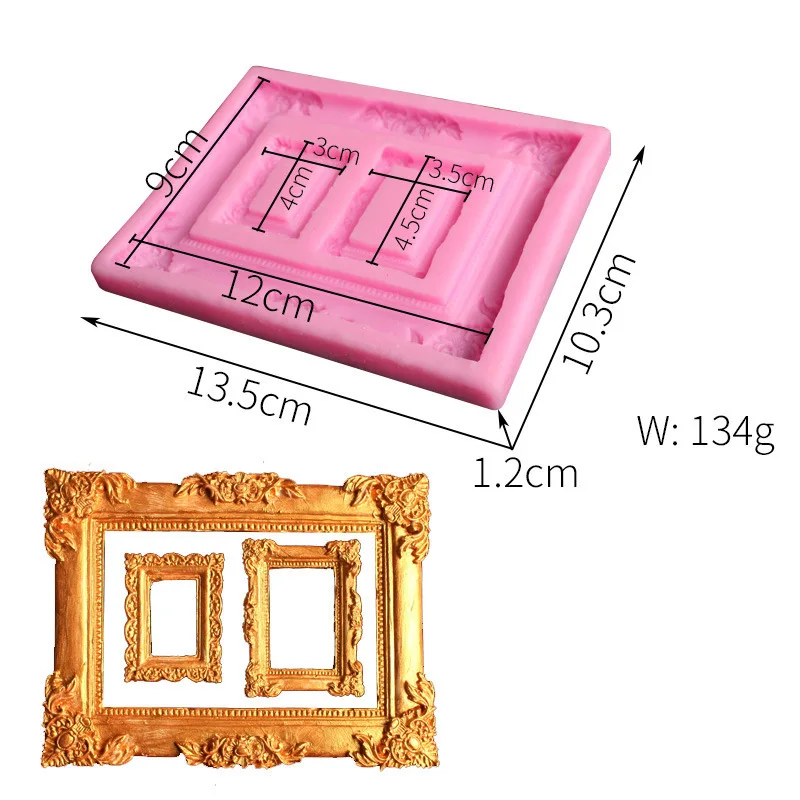 Diy Fondant Baking Molds Vintage Photo Frame Silicone Mold For Cake Decoration