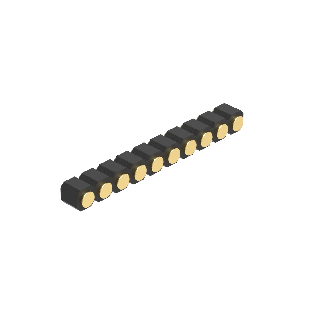 Denentech Flat Type 2.54mm pitch Single Row H2.5mm Straight SMT Female Pogo Pin Connector for PCB