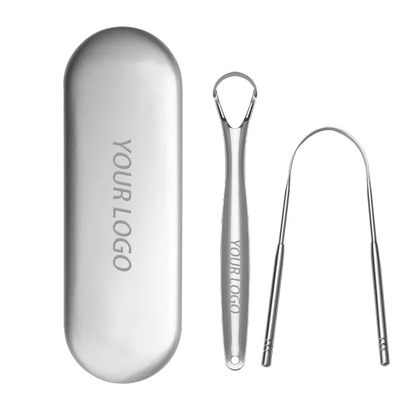 Reusable Oral Cleaning Tongue Scraper Tongue Cleaners Surgical Grade 304 Stainless Steel OEM Tongue Scraper