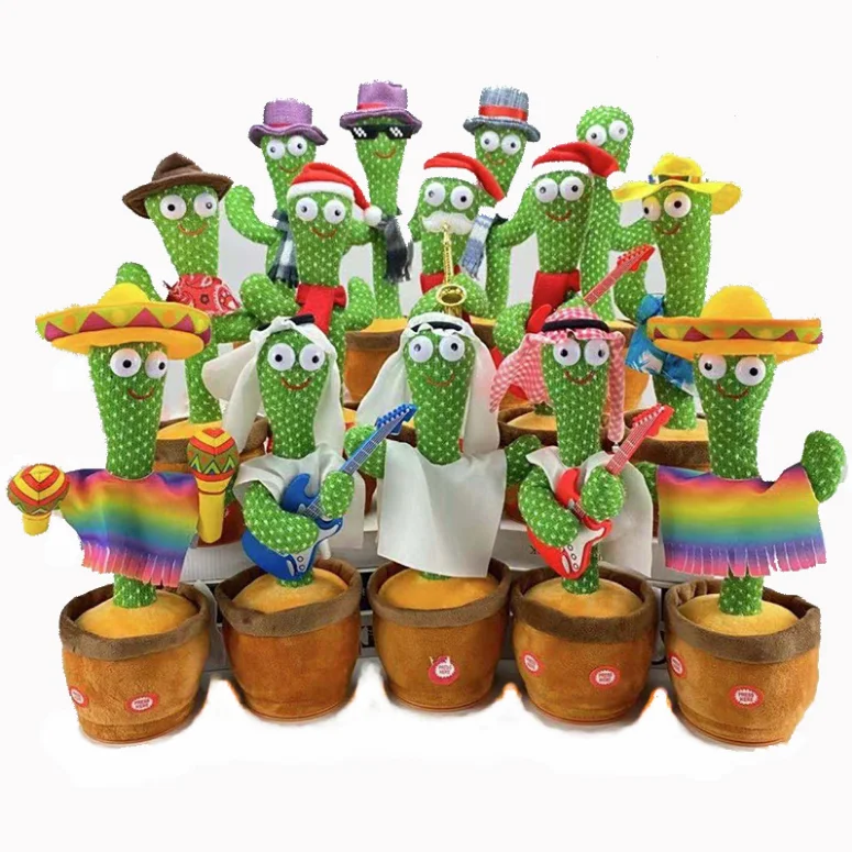 Hot Sale Brand New 35cm Soft Dancing Cactus Plush Toys Cartoon Tv Electric Cactus Plush