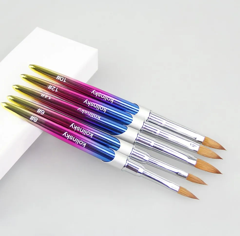 Liquid Handle 100% Pure Wholesale Kolinsky Sable Acrylic Nails Oval Nail Art Brush Manufacturer