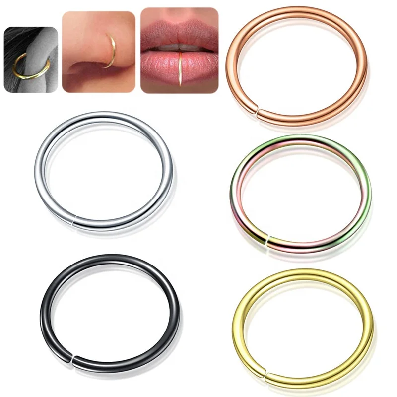 20G Surgical Stainless Steel False Puncture Jewelry Invisible Fake Nose Circle None Piercing Nose Ring