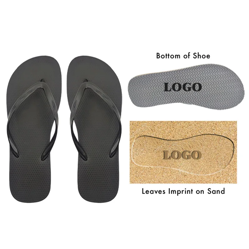 Custom Summer Outsole Logo On Beach Chanclas Sand Womens Pe Flip Flops Slippers For Mens