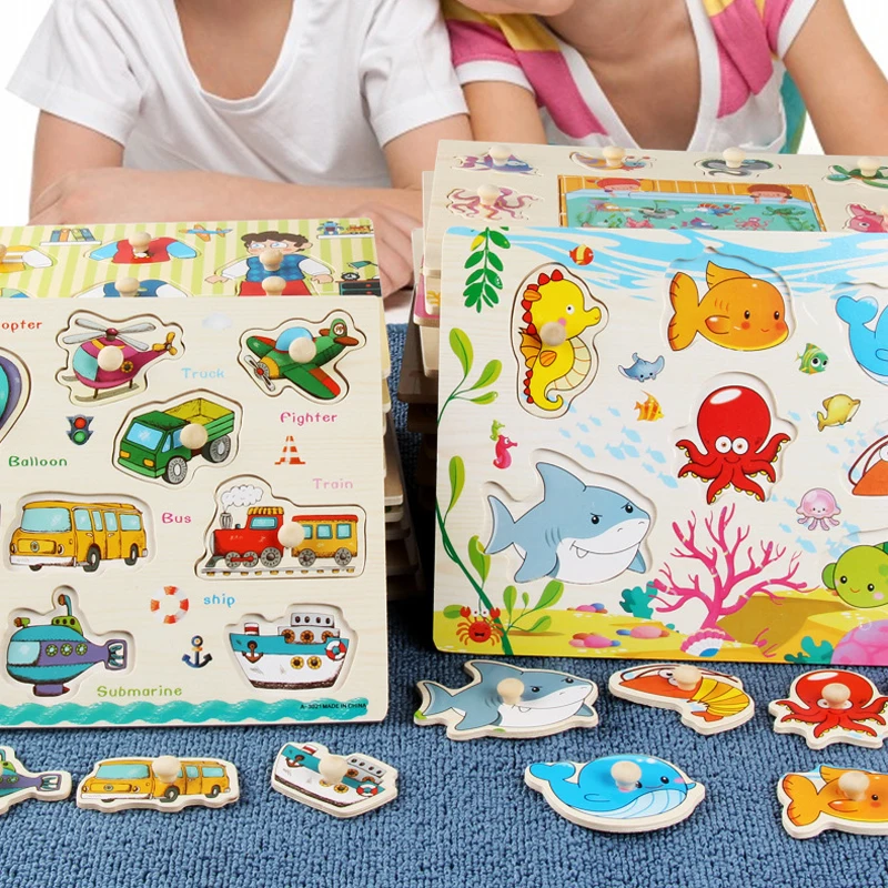 Hot Selling Mushroom Pegs Hand Grasping Board Puzzle Montessori Early Education Wooden Toys Letters Numbers for Kids