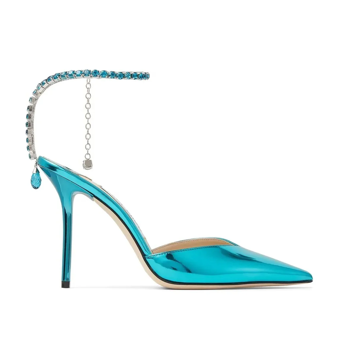 Anmairon Hot Selling Metallic PU Leather Pointy Diamond Strap Women Dress Shoes