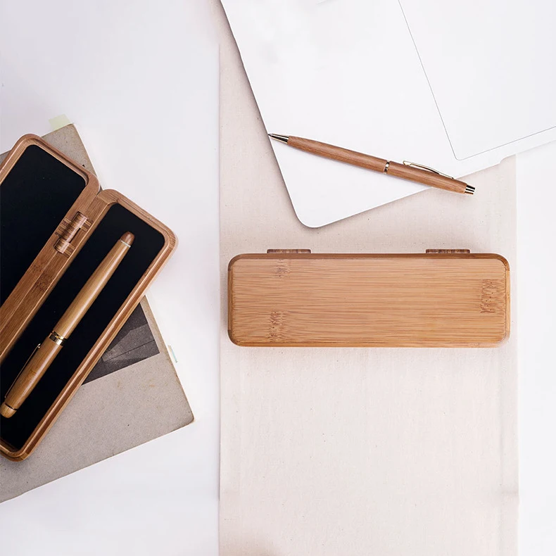 Custom Logo Metal And Cute Black Luxury Stylus Eco Friendly Bamboo Calligraphy Wood Ballpoint Ink Ball Pen Modern Set with Case