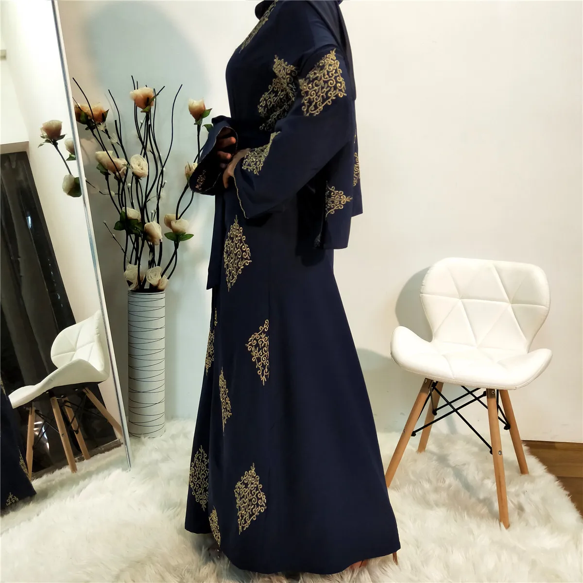 1799#Latest modest fashion advanced elegant embroidery design cardigan islamic clothing hijab kaftan women abaya