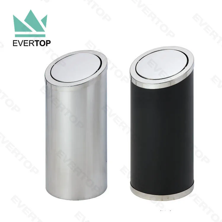 DB-65A 30L 8 Gal Bevelled-Top Dustbin with Swing Cover Modern Trash Bin Can Commercial for Mall Hospital Waste Bin Flipping Lid