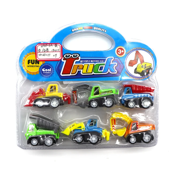 Kids educational toys small pull back car toy trucks cheap plastic construction truck toy