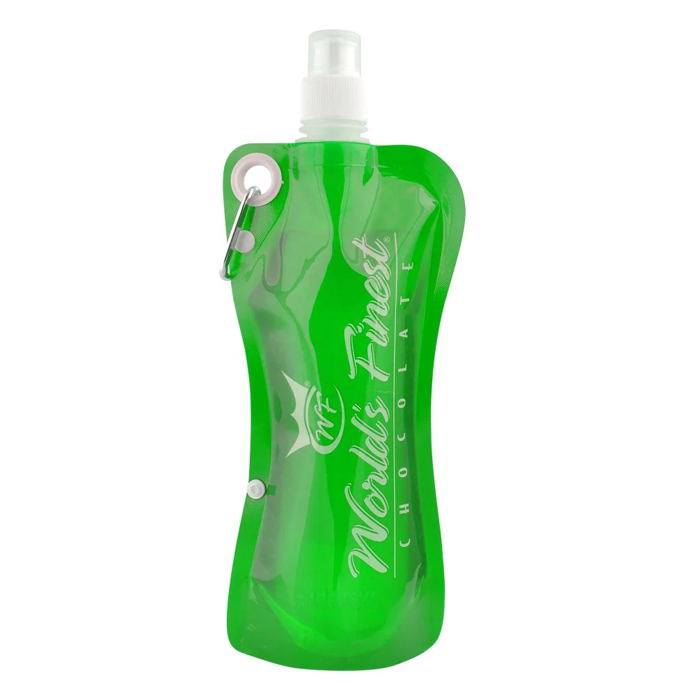 Free Sample 500ML Foldable Plastic Water Bottle Bag Durable Custom Printing Collapsible Eco Friendly Bottle