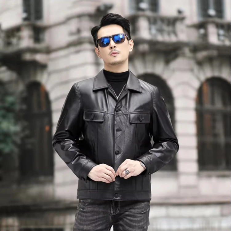 Baby Cow Leather Jacket Coat for Men Genuine l Fashion Classic Styles