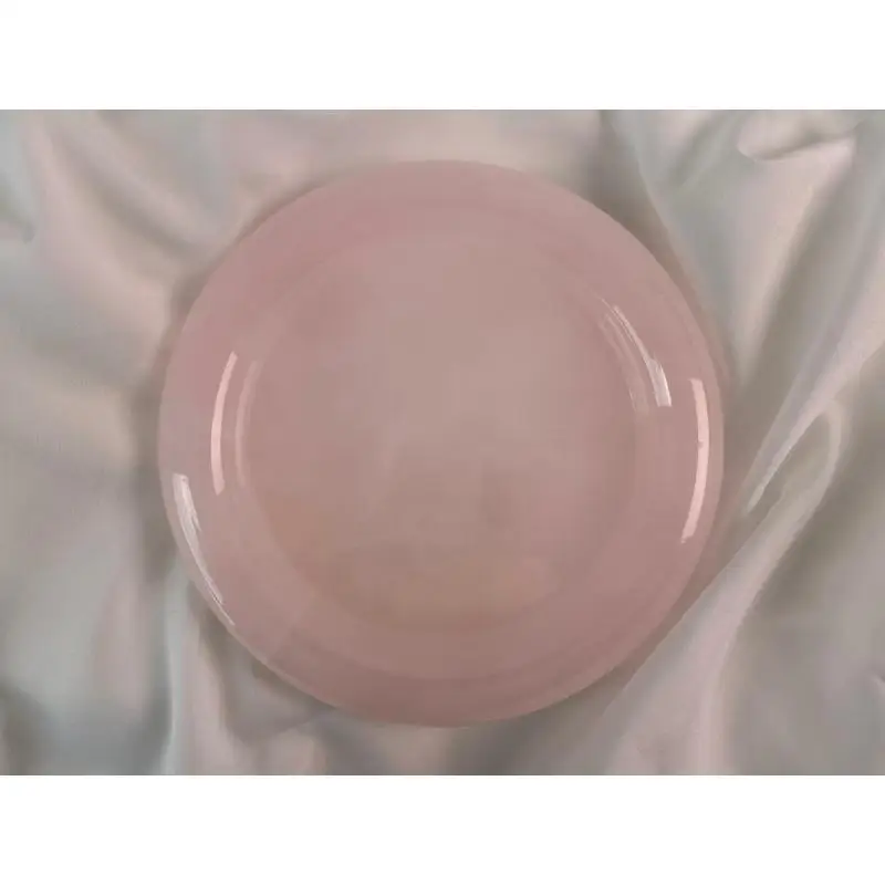 SHIHUI Natural Stone Hand-carved Collectible Marble Decoration Round Pink Onyx Tray Jewelry Vanity Stone Tray And Serving Box