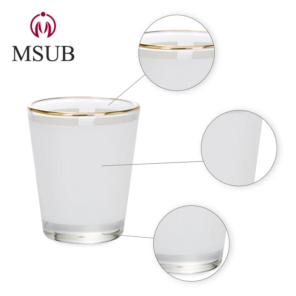 
Glasses factory direct 1.5oz Sublimation mugs shot glass mug with gold rim 