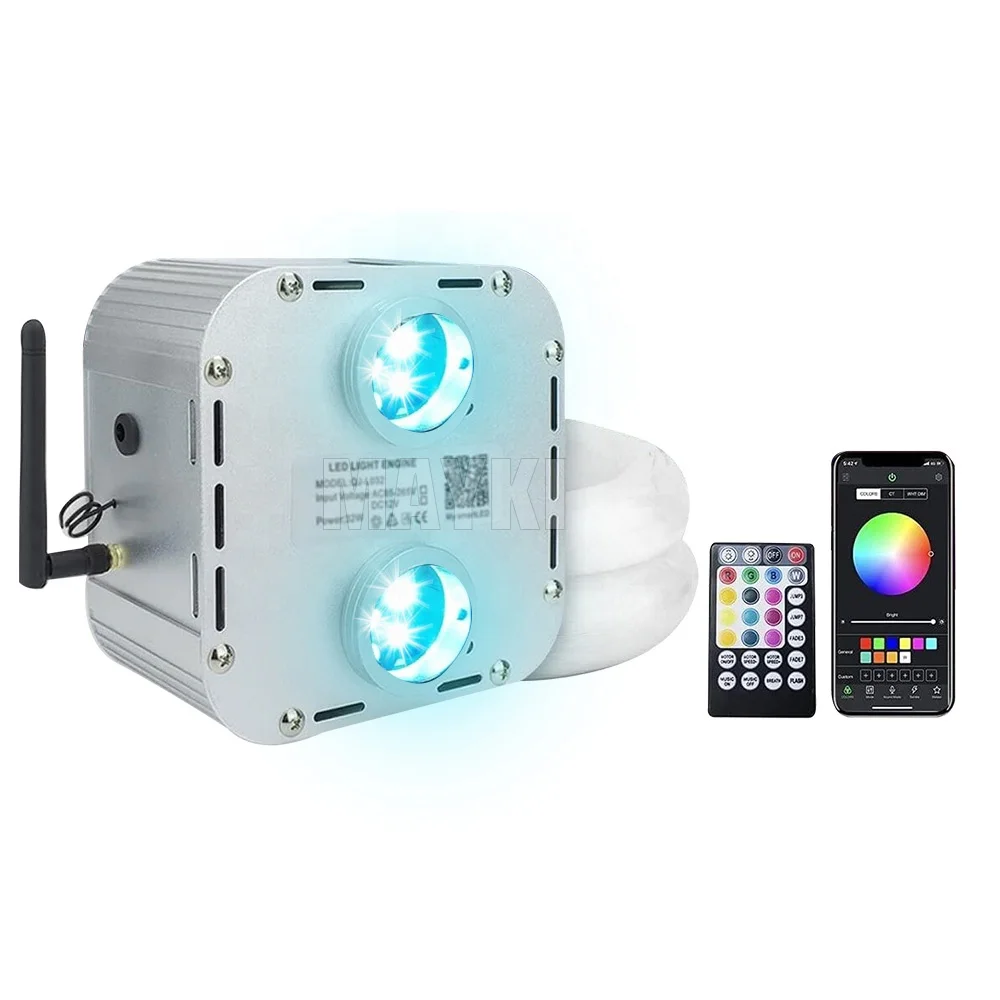 32W RGB fiber optic light engine dual port connector led fiber optic projector with RF remote controller