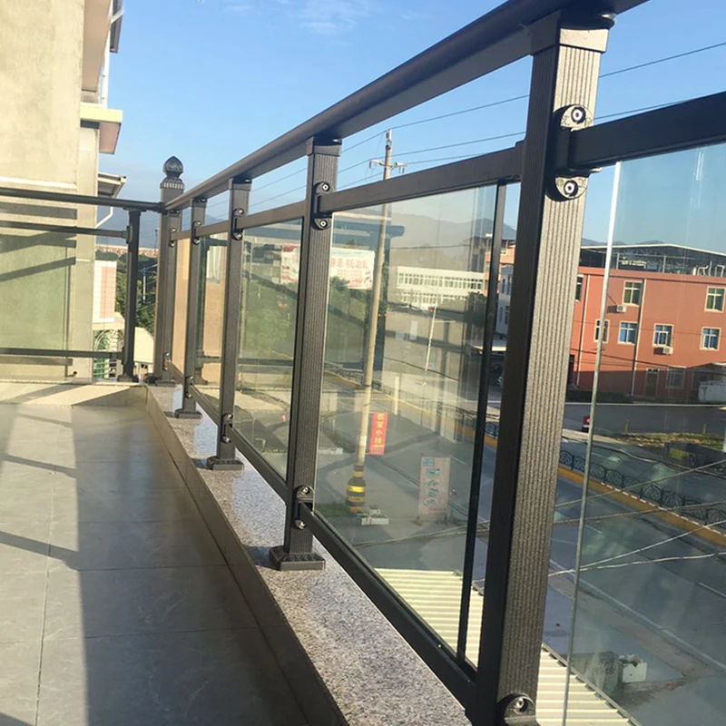 Glass guardrail villa balcony terrace outdoor railing handrail staircase welded all aluminum glass fence