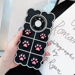 Cartoon 3D Cute Cat paw Bubble Stress Reliver Silicon Case For Huawei Mate 30 40 Pro P30 P40 Lite Nova 5T 6 SE 7 8Pro Back Cover