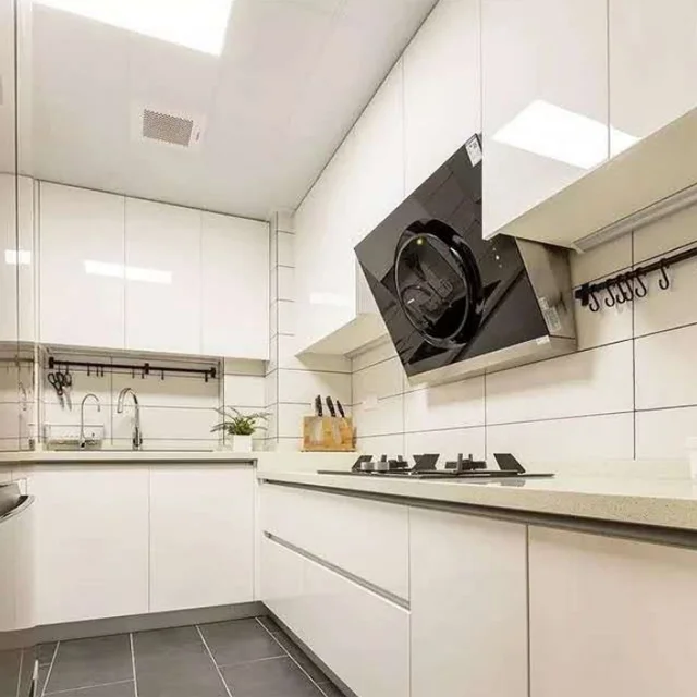 European Style Kitchen Cabinets Ideas Melamine Finishing Kitchen Cabinet Solid Wood Modern Flat Edge Set