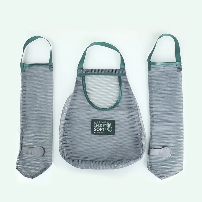 kitchen fruit and vegetable storage bag multi functional custom logo hanging bag handled mesh bags