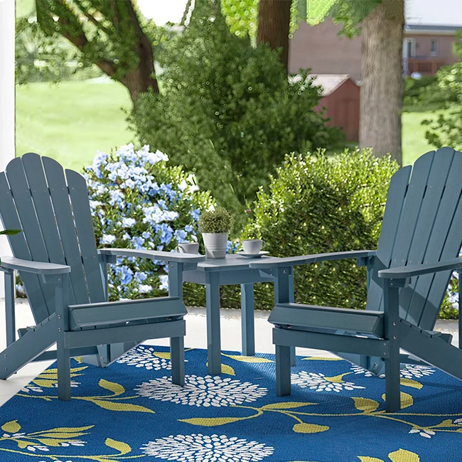 Classic patio garden waterproof cupholder plastic wood furniture outdoor Backyard durable back armchair hdpe adirondack chair