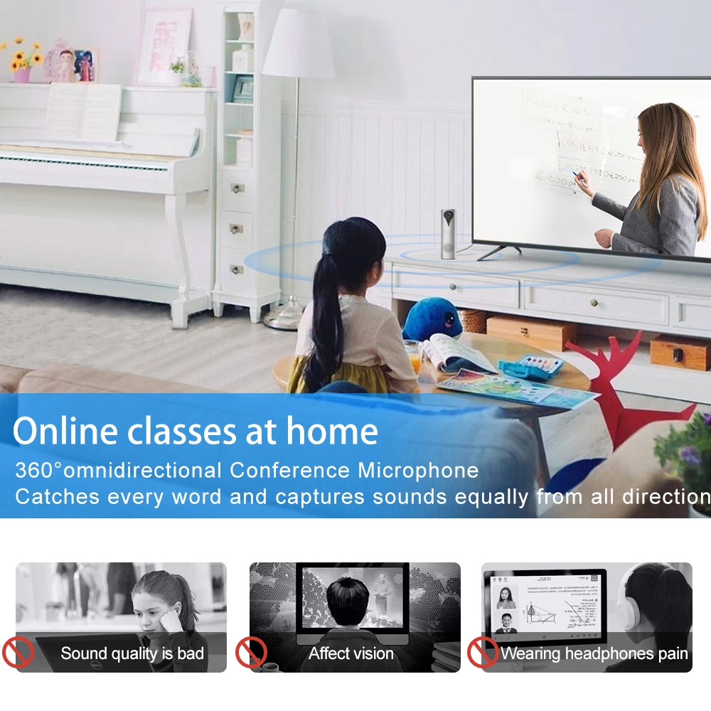 YSX-K8 Intelligent All-in-One Video Conference Camera,Webcam with Microphone and Speaker Network Conferencing System