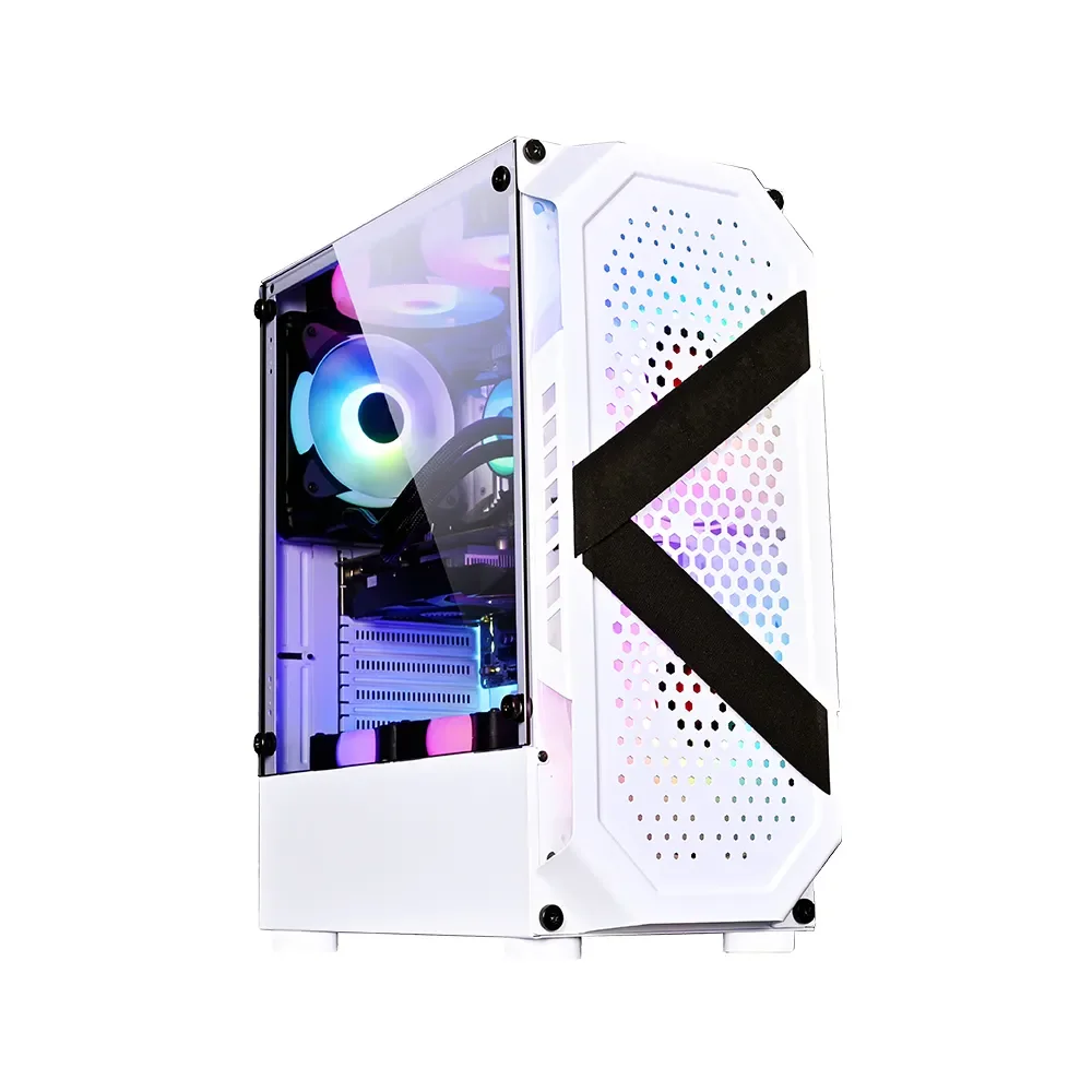 Herder Most Popular Tempered Glass Mesh Front Panel Pc Cabinet Case Desktop RGB Computer Cabinet Mesh Gaming Case
