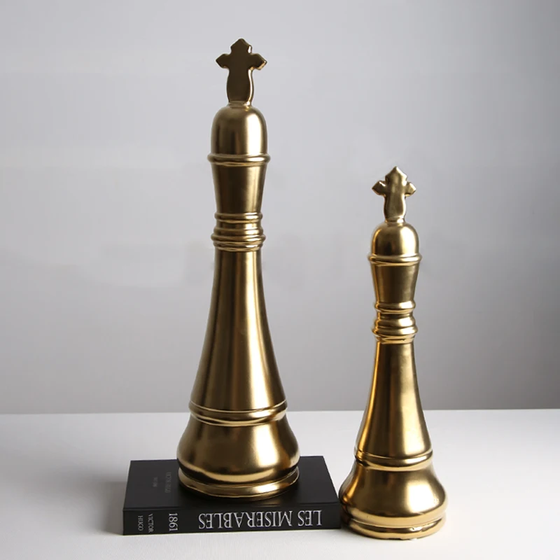 Factory Supply Various Desktop Decor Chess Sculpture Ceramic Nordic Decoration Home Gold