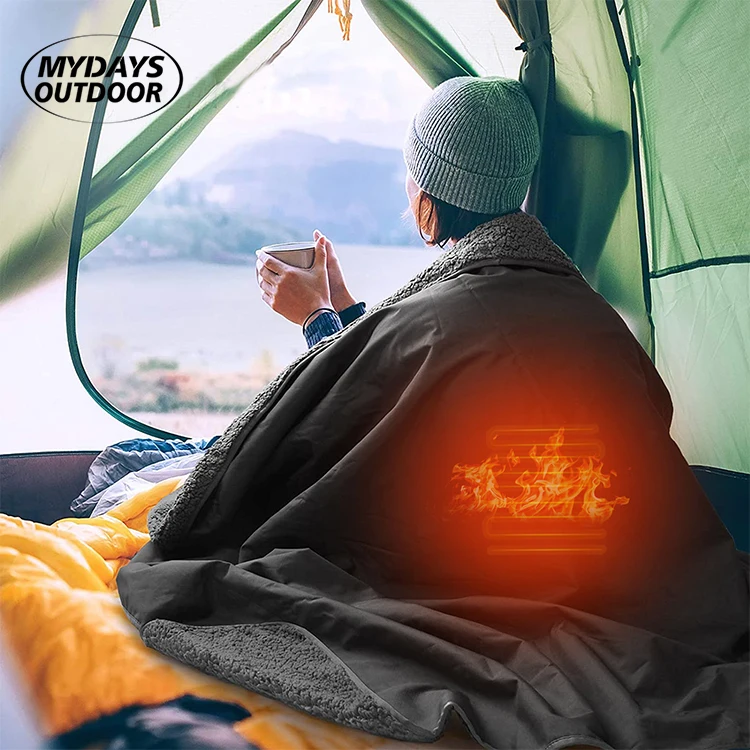 Mydays Outdoor 59x79inch Portable Wearable Battery Powered Heated Blanket for Camping Home Car Camping Travel Stadium Sports