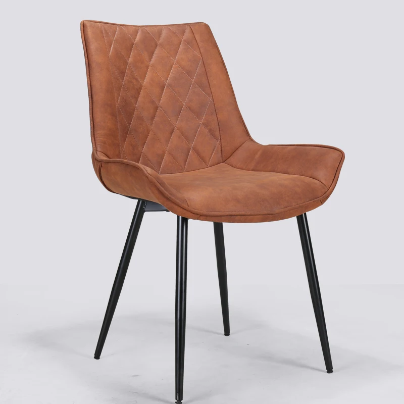 
Modern style metal legs leather upholstered dining room chairs 