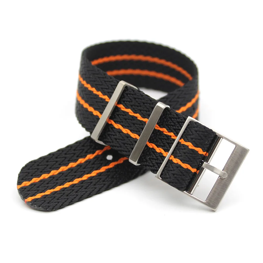 Luxury 1.6MM Woven Mens Fabric SharkTooth Strap Bracelet 20mm 22mm Custom Striped Nylon Watch Band For Watch