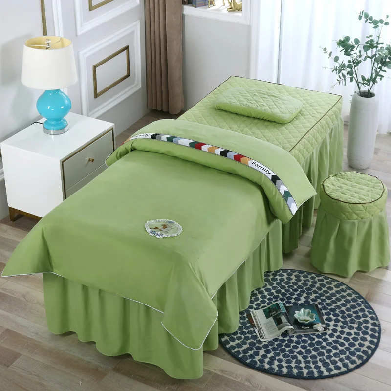 Modern beauty bed skirt bedspread flat fitted sheet salon spa massage table sheet set