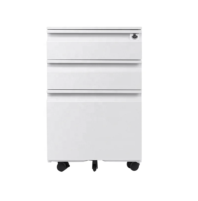 Movable Steel File Cabinet Detachable Metal Office 2 Or 3 Drawers Filing Cabinet Round Wheeled Home Mobile Pedestal Lockers