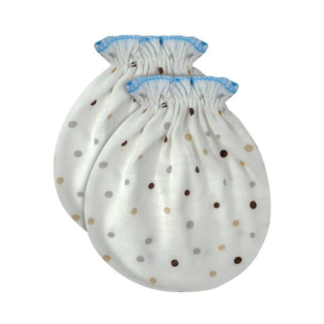 White Candy Dot New Born Baby Cotton Gloves No Scratch Mittens for 0-6 Months Boys And Girls Suitable For Infants Ready To Ship