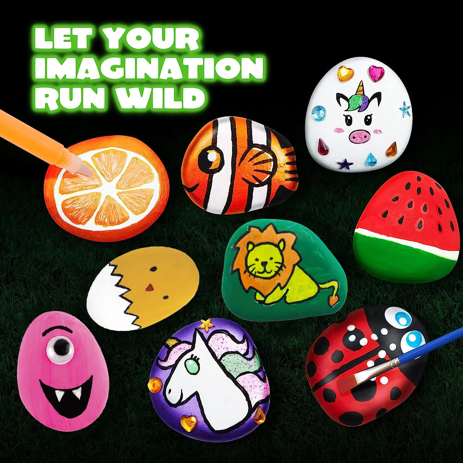 Best selling educational toy Glow in The Dark Rock Painting Kit Craft Gifts drawing product  for Boys and Girls