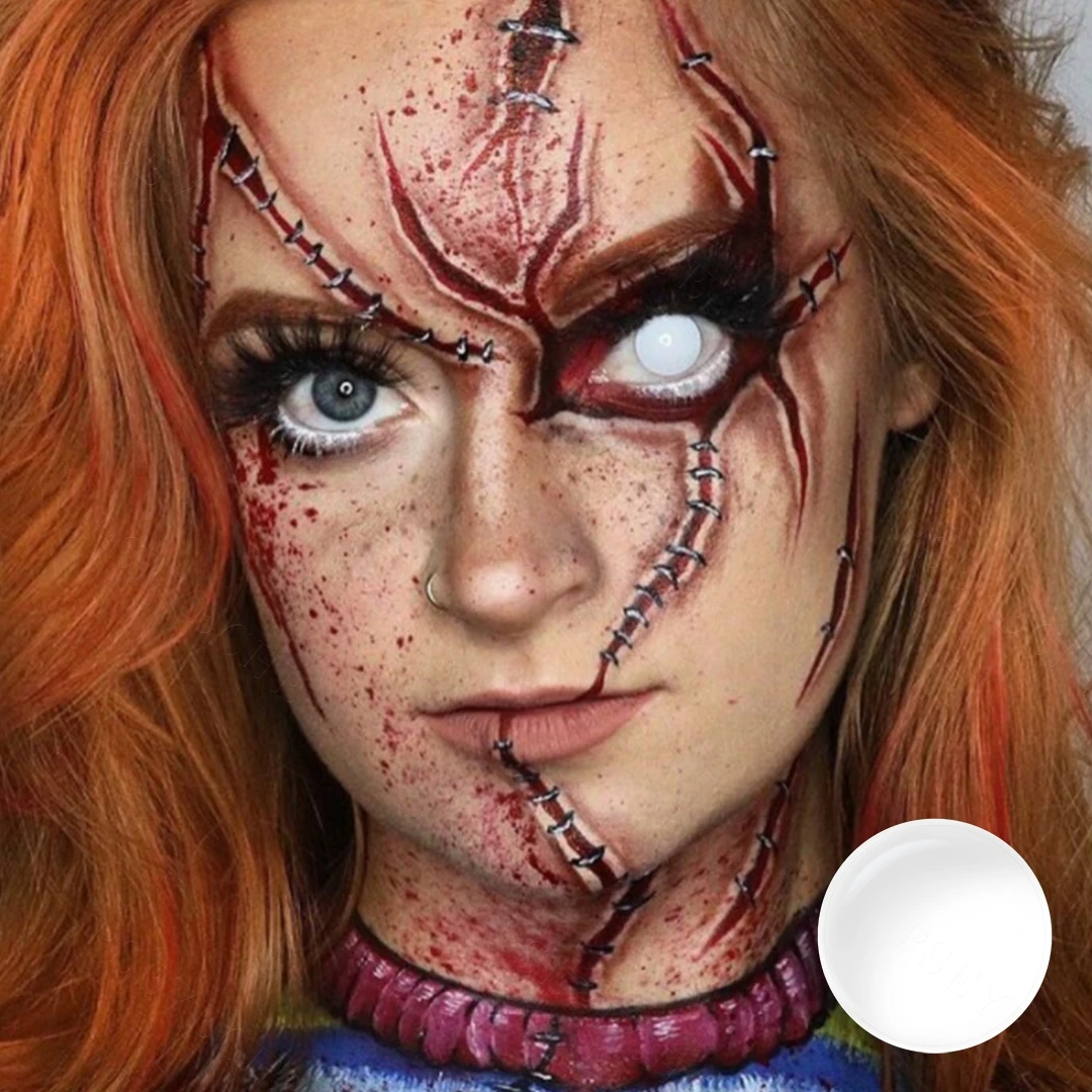 Pseyeche Whiteout contact lens Scary Halloween colored contact lenses cosplay lentilla de color crazy blind contact lenses