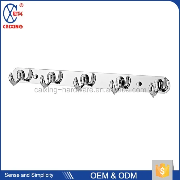 Classic design Multifunctional storage rack on the door  Hat Robes Towels Stainless Steel 5 hooks Wall Mounted Hook