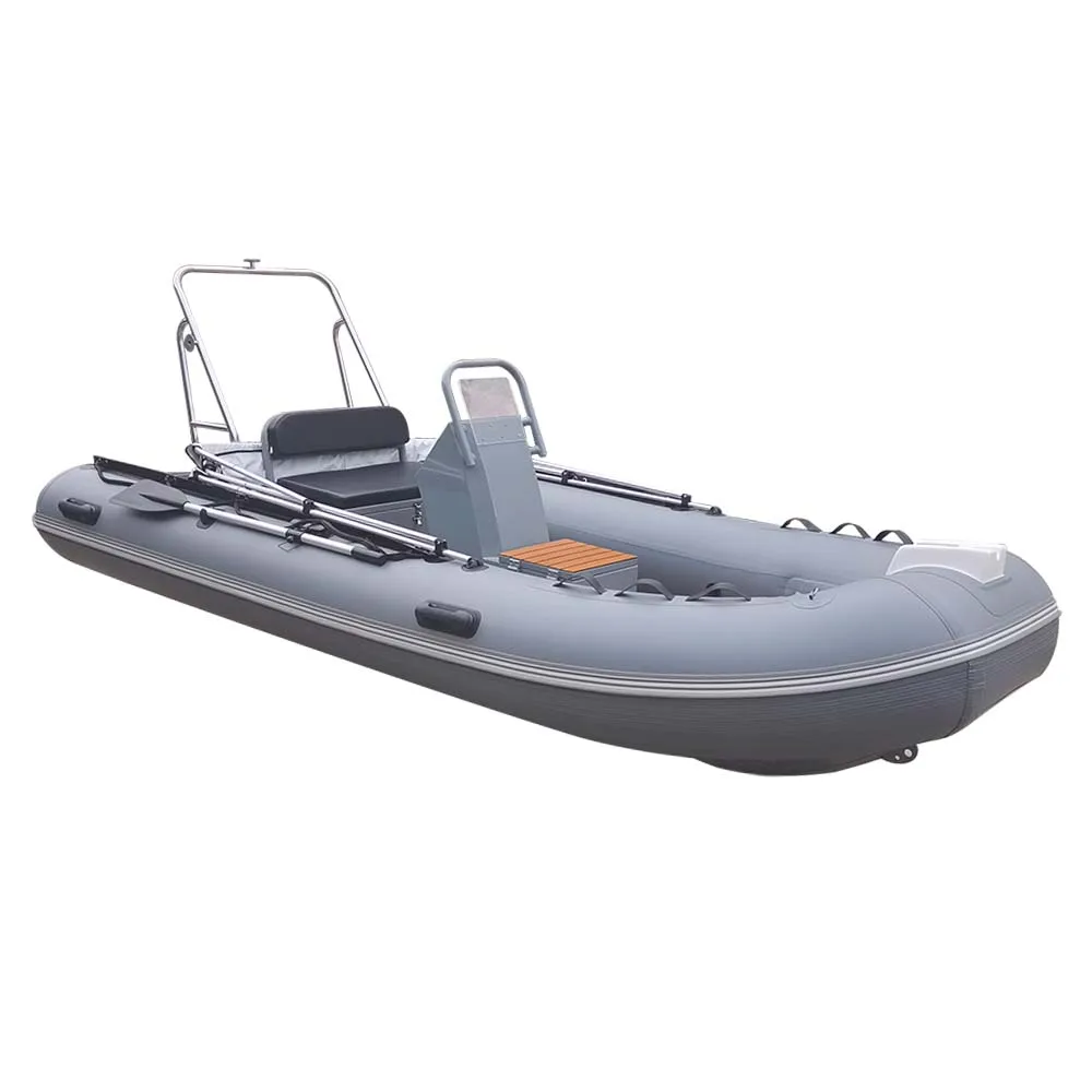 15ft 4.5m Aluminum Hull Inflatable RIB Rescue Boat 480 PVC Hypalon Rigid Rowing
