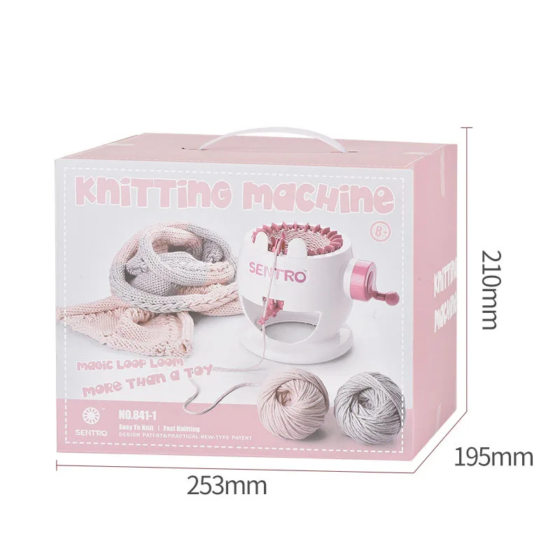Educational Pretend Play DIY Hand Crank Scarf Sock 22 Needles Wool Loom Christmas Knitting Machine Toy For Kids