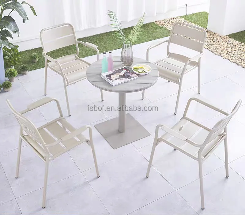 new design outdoor restaurant aluminum stacking chair tables stack chairs garden terrace coffee shop cafe table stackable chair