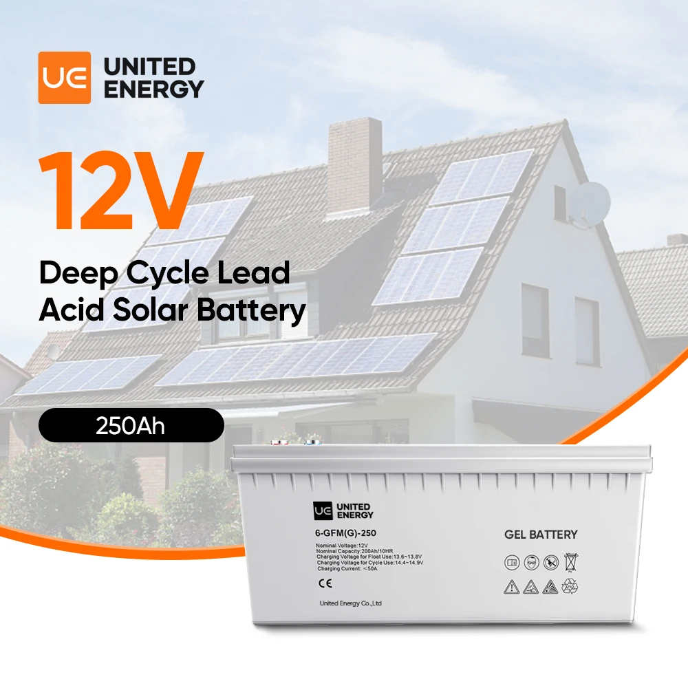 Высококачественная солнечная батарея United Energy 12 В 200 ач 250 Ач гелевая свинцово-кислотная