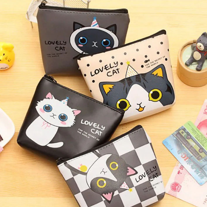 Fashion Hot Selling Small Girls Short Purse Cartoon Mini Coin Bag Wallet Pouch Purse With Lining