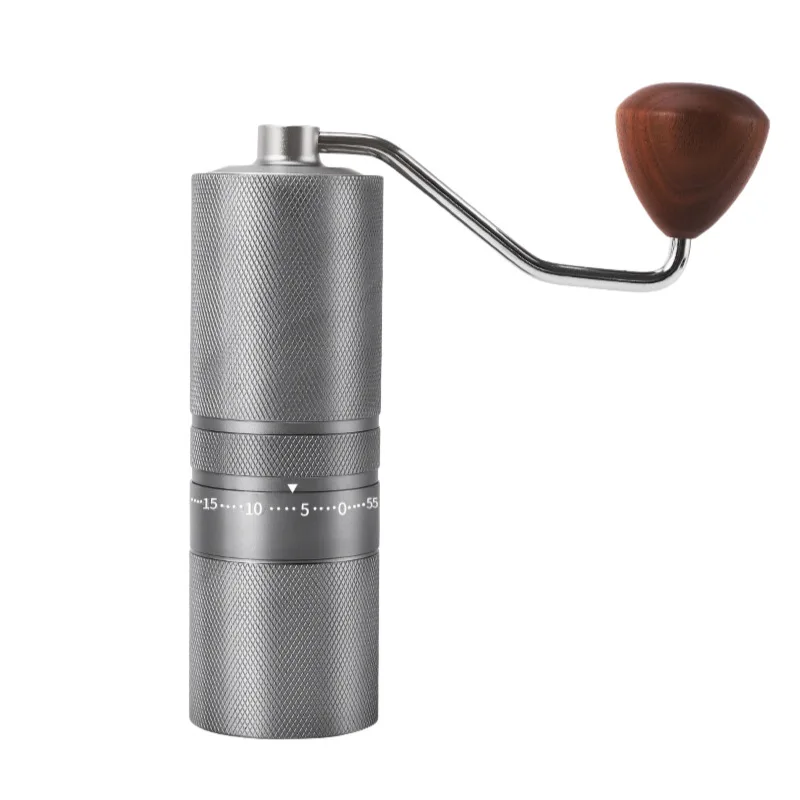 High Quality Manual Espresso Grinder Al-Alloy Coffee Grinder C2 with Modern Stainless Steel Wood Handle in Travel Bag Gift Box