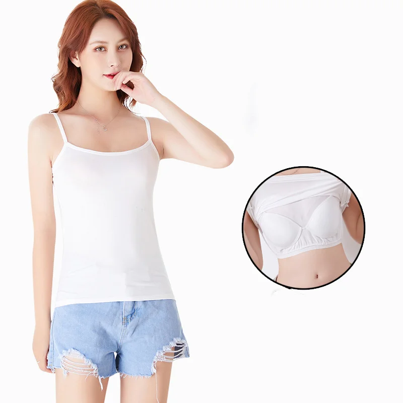 Wholesale Comfort Underwear Camisole with Padded Bras Girls Scoop Neck Shapewear Tank Tops
