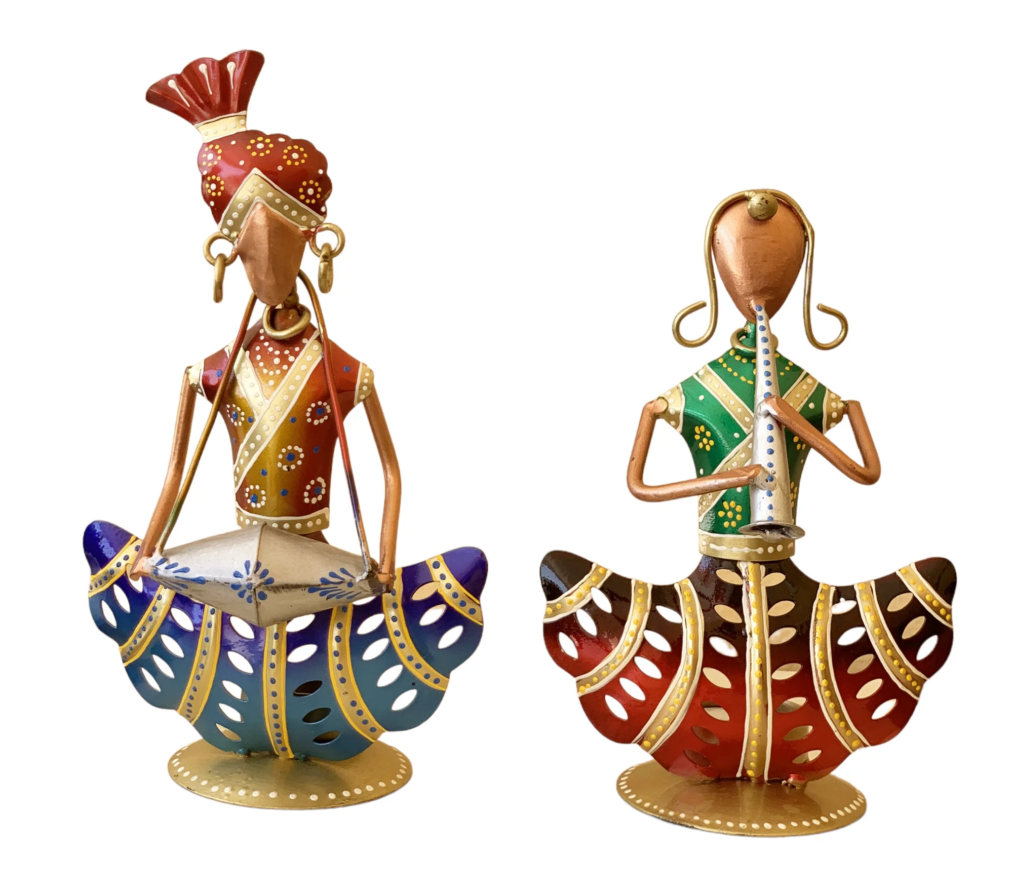 Handcrafted Iron Handpainted Multicolor Home Decor Items for Table Top Desk Decor Artistic and Vibrant Interior Design