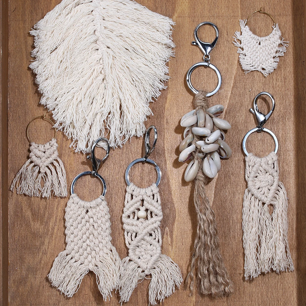 Artilady Tassel Handcrafted Boho Bag Charms Mini Macrame Keychains for Car Key Holder Unique Wedding Gift