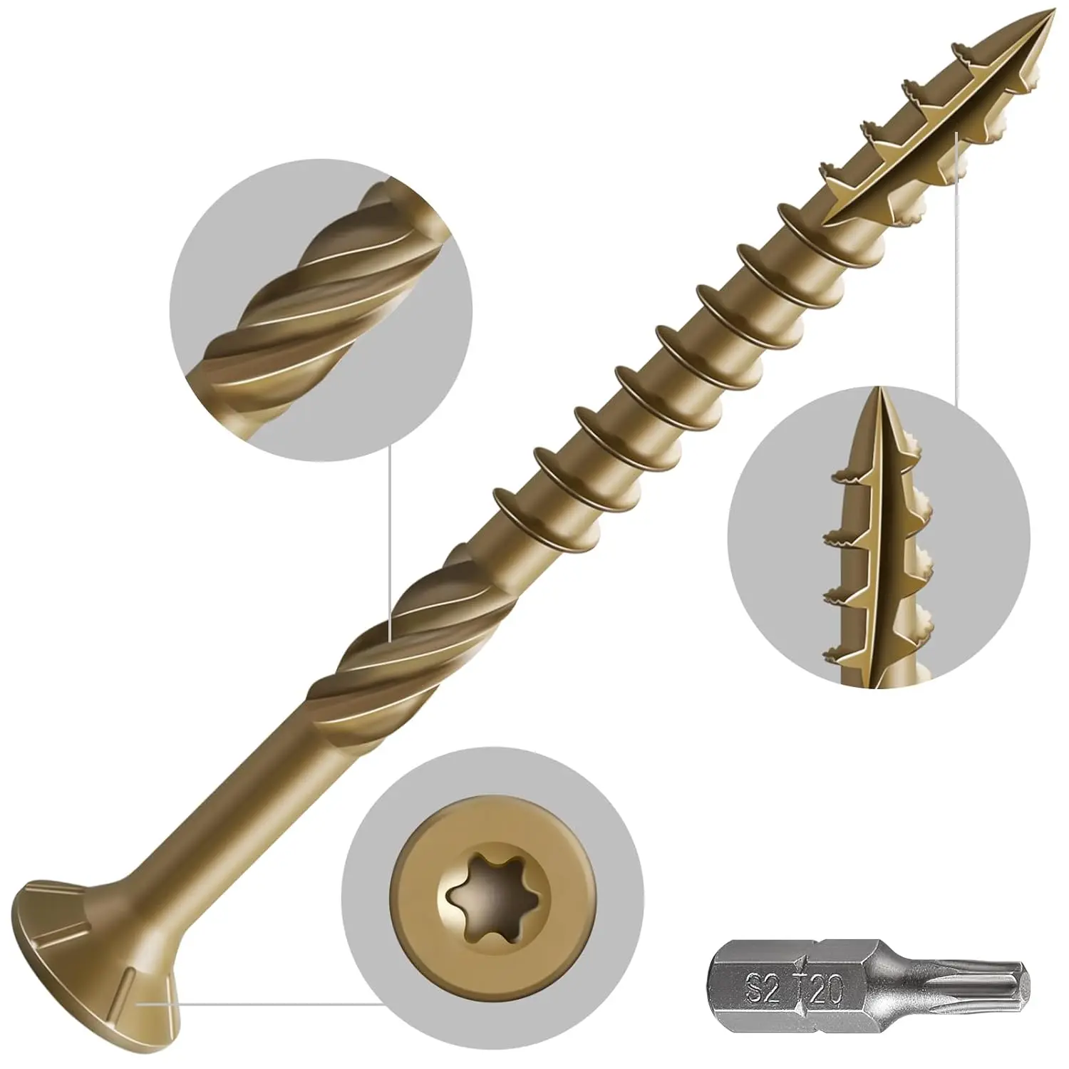 Hot Selling Yellow Zinc Long Construction Screw Wafer Head Star Torx Round Chipboard Construction Wood Screw With Knur Knurl