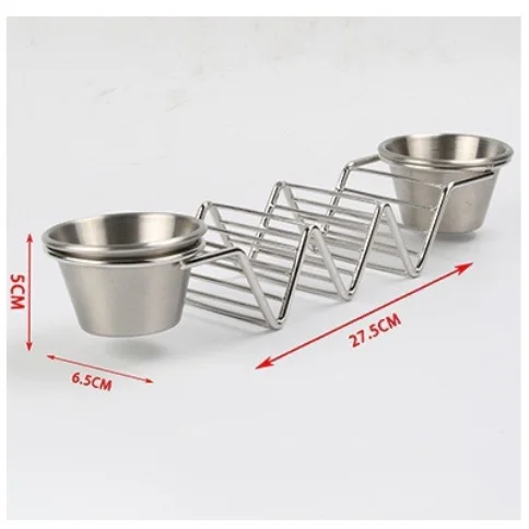 Tortillas/ Burritos storage rack Holds 4 Tacos Each Stainless Steel Taco Shell Holder Stand  with Sauce Cup