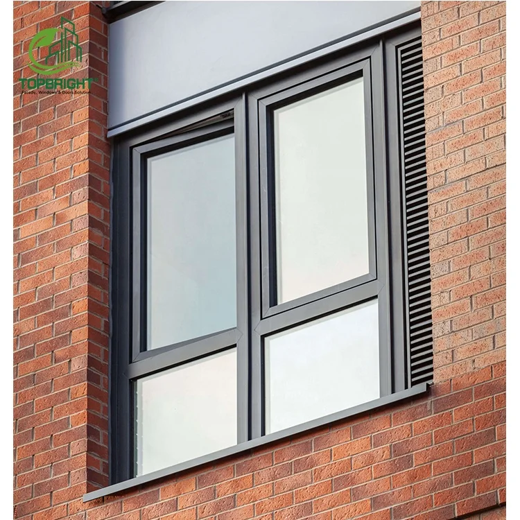 Topbright french large hurricane balcony windows wall black frame aluminium casement windows
